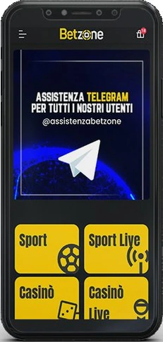 Schermata iniziale Betzone su mobile